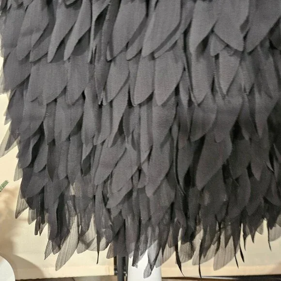 Aidan by Adrianna Papell Black Chiffon Feather Cocktail Dress Size 2 - Picture 3 of 11